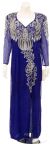 Main image of Long Sleeves Fully Beaded Evening Gown with Keyhole Back 